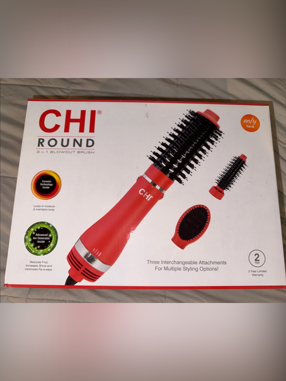 CHI Round 3-in-1 Hot Air Blowout Brush in Red